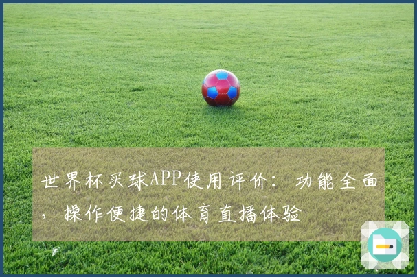 世界杯买球APP使用评价：功能全面，操作便捷的体育直播体验